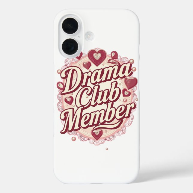 Sassy "Dramaclub-Mitglied" mit Herzen Case-Mate iPhone Hülle (Rückseite)