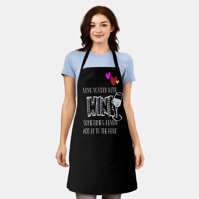 Sassy Drink Cooking Wine Personalisiert Black Schürze (Getragen)
