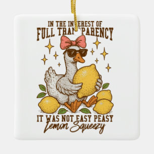 Sassy Duck mit Zitronen und eine Drehung Spaß Keramikornament