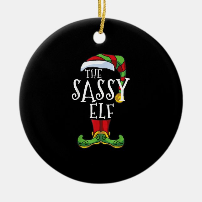 Sassy Elf Familie Matching Christmas Group Funny.p Keramik Ornament (Vorne)