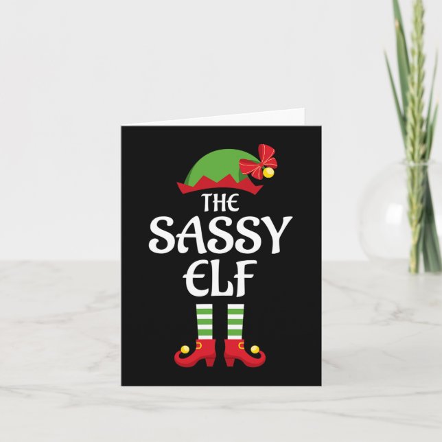 Sassy Elf Family Matching Group Weihnachten Karte (Vorderseite)