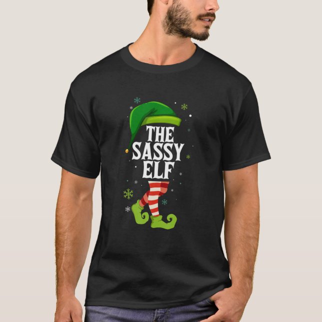 Sassy Elf Matching Family Group Weihnachten T-Shirt (Vorderseite)
