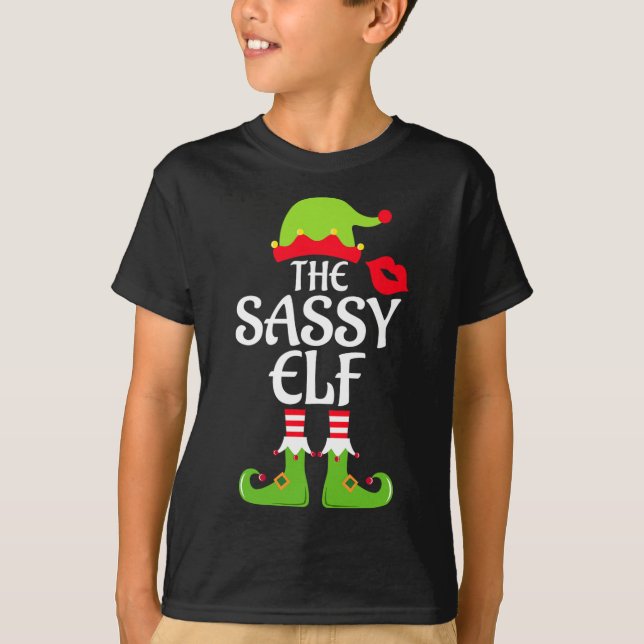 Sassy Elf Matching Family Group Weihnachts-Party X T-Shirt (Vorderseite)