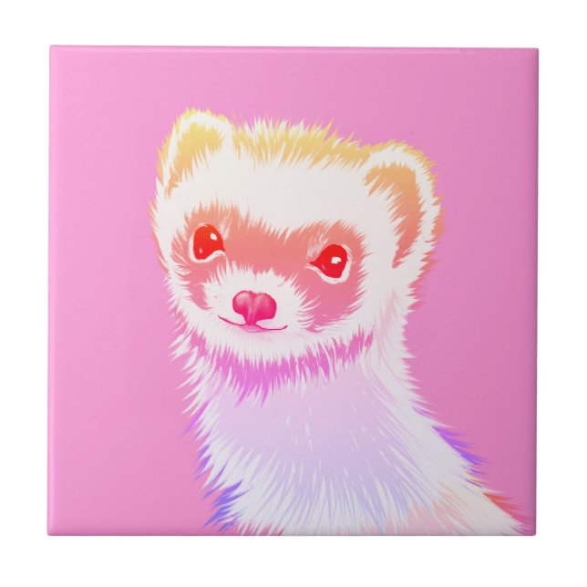 Sassy Ferret in Regenbogenfarben Fliese (Vorderseite)