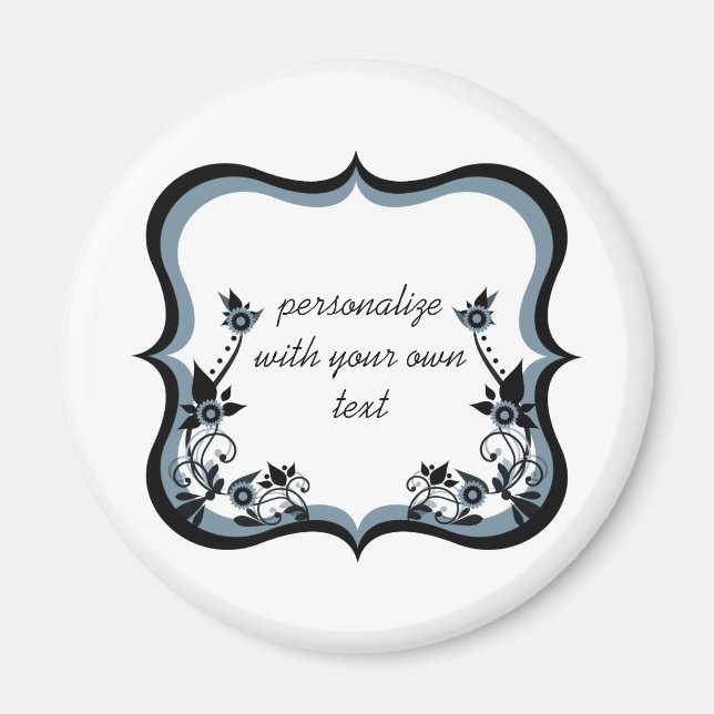 Sassy Floral Frame Magnet, Dark Periwinkle Magnet (Vorne)