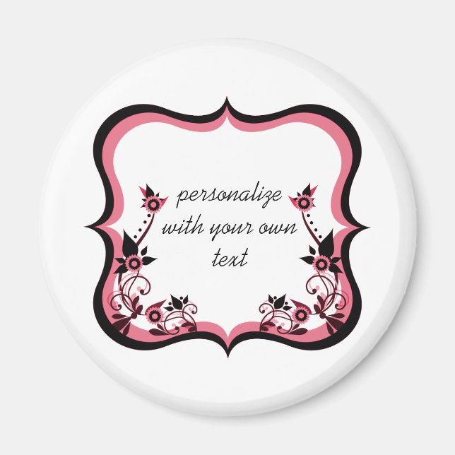 Sassy floral Frame Magnet, rosa Magnet (Vorne)