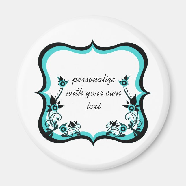 Sassy floral Frame Magnet, Türkis Magnet (Vorne)