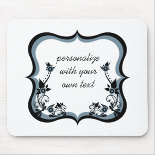 Sassy floral Frame Mousepad, Dunkle Periwinkle Mousepad