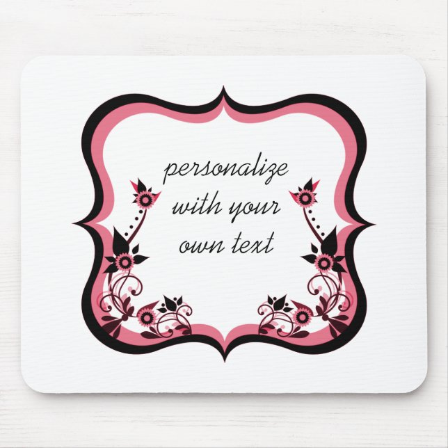 Sassy floral Frame Mousepad, rosa Mousepad (Vorne)