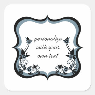 Sassy Floral Frame Square Sticker, Periwinkle Quadratischer Aufkleber