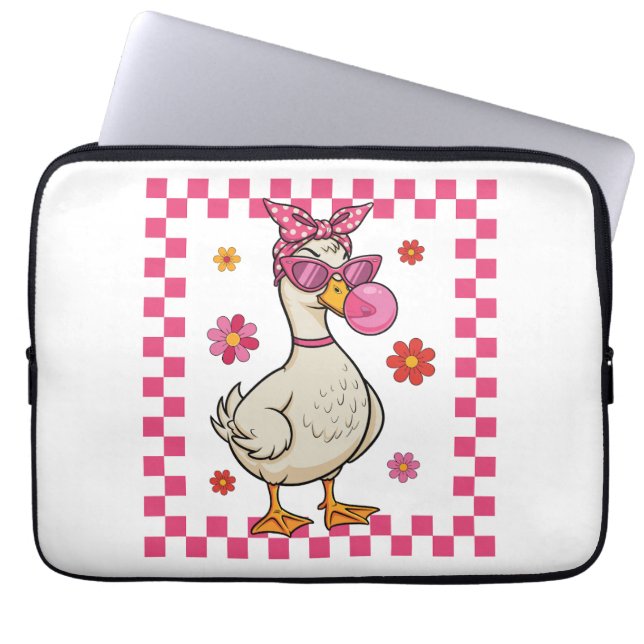 Sassy Gans mit Bubblegum Laptopschutzhülle (Vorderseite)