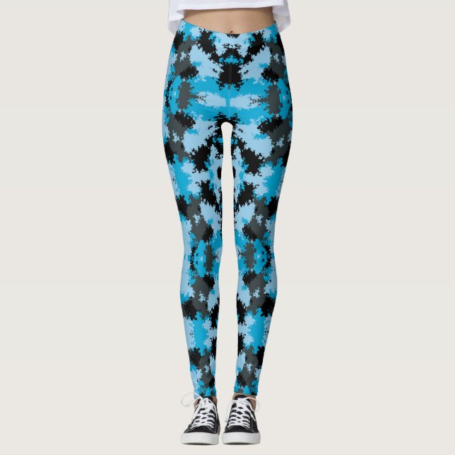 Sassy Girl Blue Leopard Print Pattern Leggings (Vorderseite)