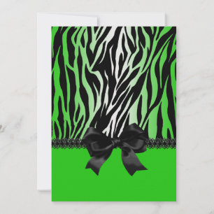 Sassy Green Zebra Einladung mit Bow