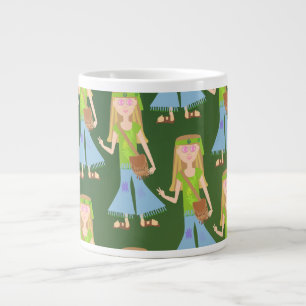 Sassy Groovy Hippie Girl Vintager Cartoon Jumbo-Tasse