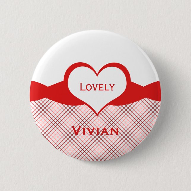 Sassy Heart Fishnet Button, Red Button (Vorderseite)