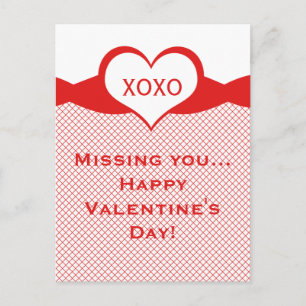Sassy Heart Fishnet Valentine Postcard, rot Feiertagspostkarte