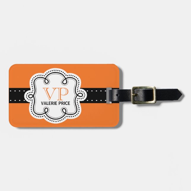Sassy heller orange personalisierter Girly Gepäckanhänger (Vorderseite horizontal)