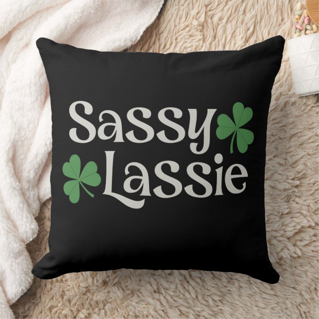 Sassy Lassie St Patrick's Day Irish Girl Kleeblatt Kissen (Decke)