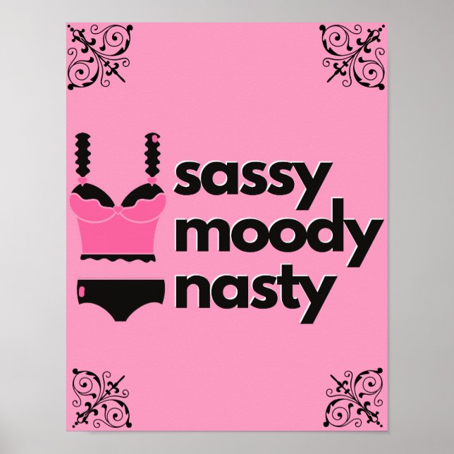 Sassy, Moody, Eklig|Pink & Black Lingerie Boudoir Poster (Vorne)