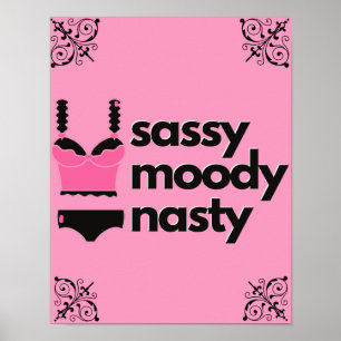 Sassy, Moody, Nasty Rosa und schwarze Wäsche Boudo Poster
