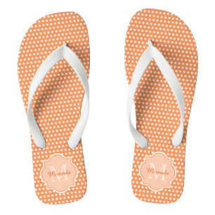 Sassy Orange Polka Dots Monogramm mit Namen Flip Flops