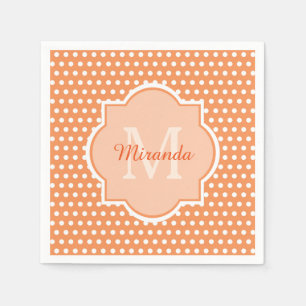 Sassy Orange Polka Dots Monogramm mit Namen Serviette