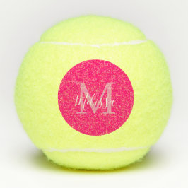 Sassy Pink Elegant Modernes Monogramm Tennisbälle