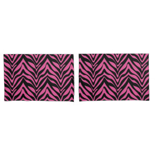Sassy Pink und Black Zebra Streifen Kissenbezug