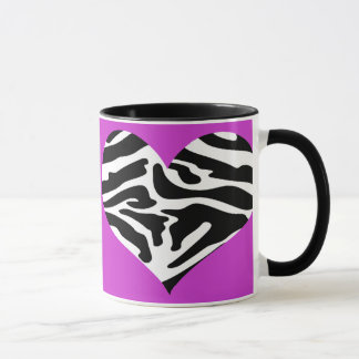 Sassy Posh Lila u. Zebra-Herz-Tasse Tasse