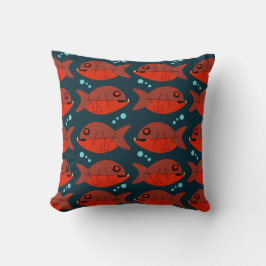 Sassy Red Fish Muster Fun Retro Happy Design Kissen