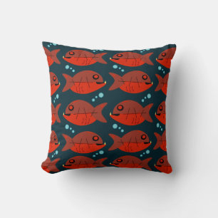 Sassy Red Fish Muster Fun Retro Happy Design Kissen