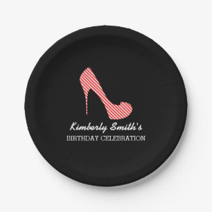 Sassy roter Stiletto-Hochhackenschuh Pappteller