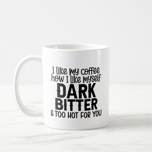 sassy sarcasm schwarze Typografie Kaffeetasse (Links)