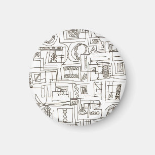 Sassy-Schwarz-Weiß-Abstrakt-Tinten-Doodle-Kunst Magnet