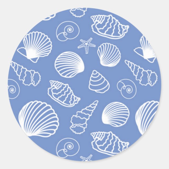 Sassy Seashell Pattern Runder Aufkleber (Vorderseite)