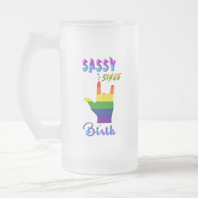 Sassy seit Geburt Mattglas Bierglas (Links)