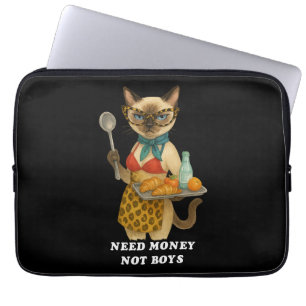 Sassy Siamese Katze Lunch Lady serviert Essen Laptopschutzhülle