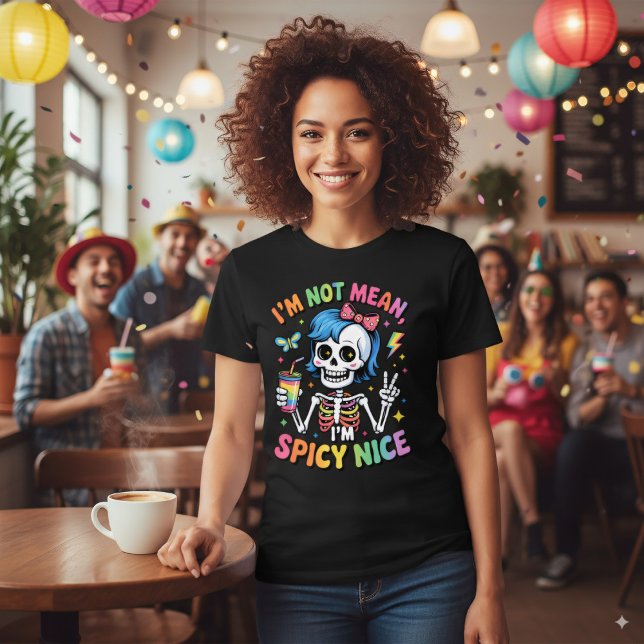 Sassy Skeleton Rainbow Spicy Nice Attitude Spaß T-Shirt (Von Creator hochgeladen)
