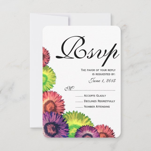 Sassy Spring Flowers Moderne Wedding RSVP Card (Vorderseite)