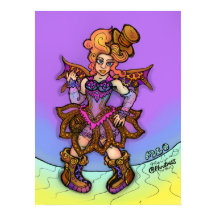 Sassy Steampunk Lady mit Top Hut und Flügel Art