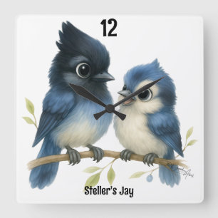 Sassy Steller-Jay Quadratische Wanduhr