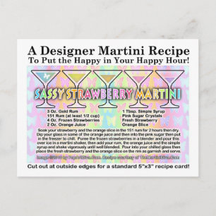 Sassy Strawberry Spring Martini Rezept Card Postkarte