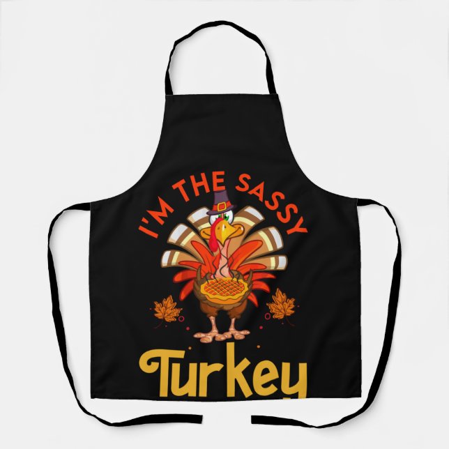 Sassy Turkey Matching Family Group Thanksgiving Schürze (Vorderseite)