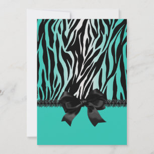 Sassy Türkis Zebra Einladung mit Bow