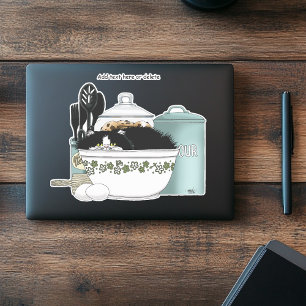 Sassy Tuxedo-Katze Vintage-Schüssel Aqua Retro-Küc Aufkleber