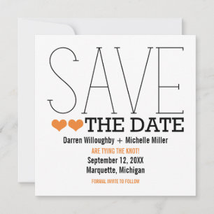 Sassy Typografy Save the Date Invite, Orange