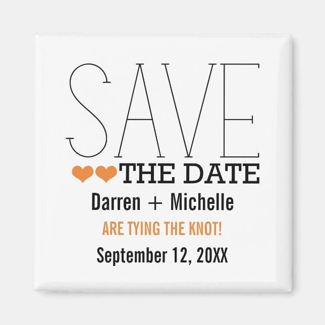 Sassy Typografy Save the Date Magnet, Orange Magnet (Vorne)