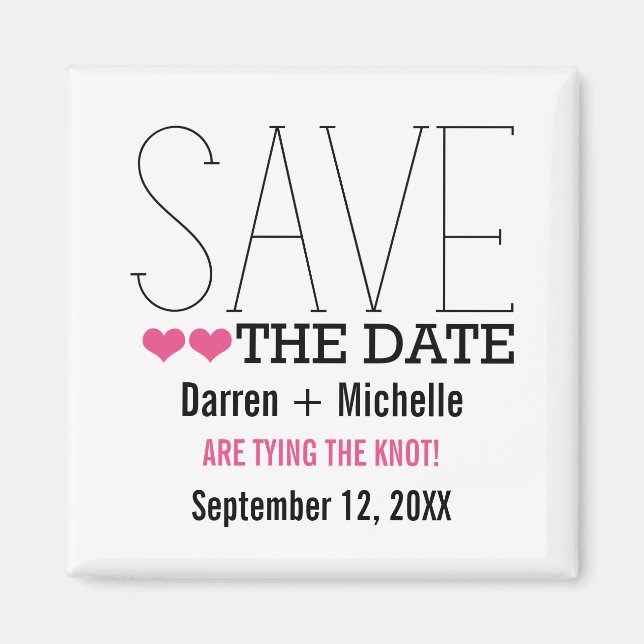 Sassy Typografy Save the Date Magnet, Pink Magnet (Vorne)