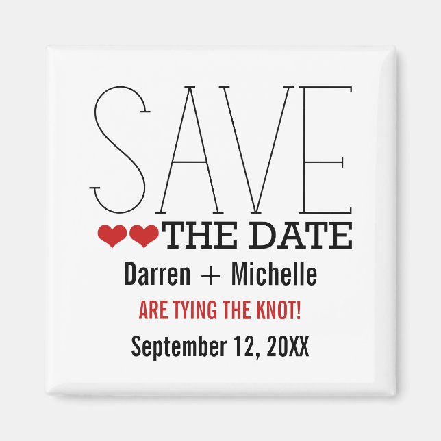 Sassy Typografy Save the Date Magnet, Red Magnet (Vorne)