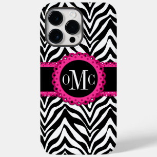 Sassy und Chic Zebra Print Pink Lace Monogram Case-Mate iPhone Hülle